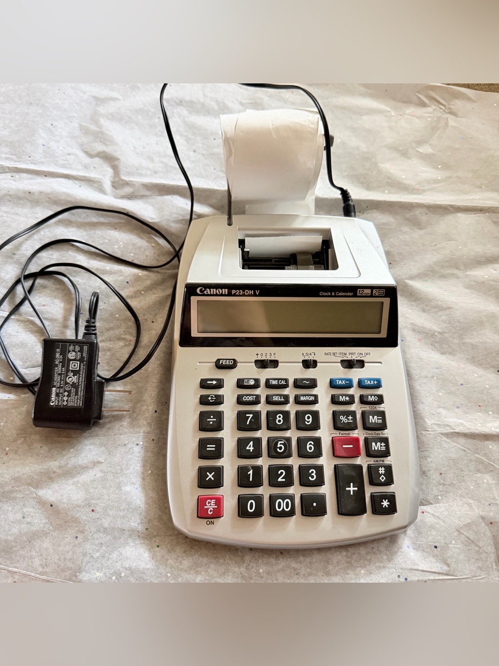 Canon P23-DH V Printing Calculator. W/paper roll, 12 digits, 2 color print